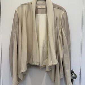 Blank NYC Drapey Cream Jacket Faux Leather Medium